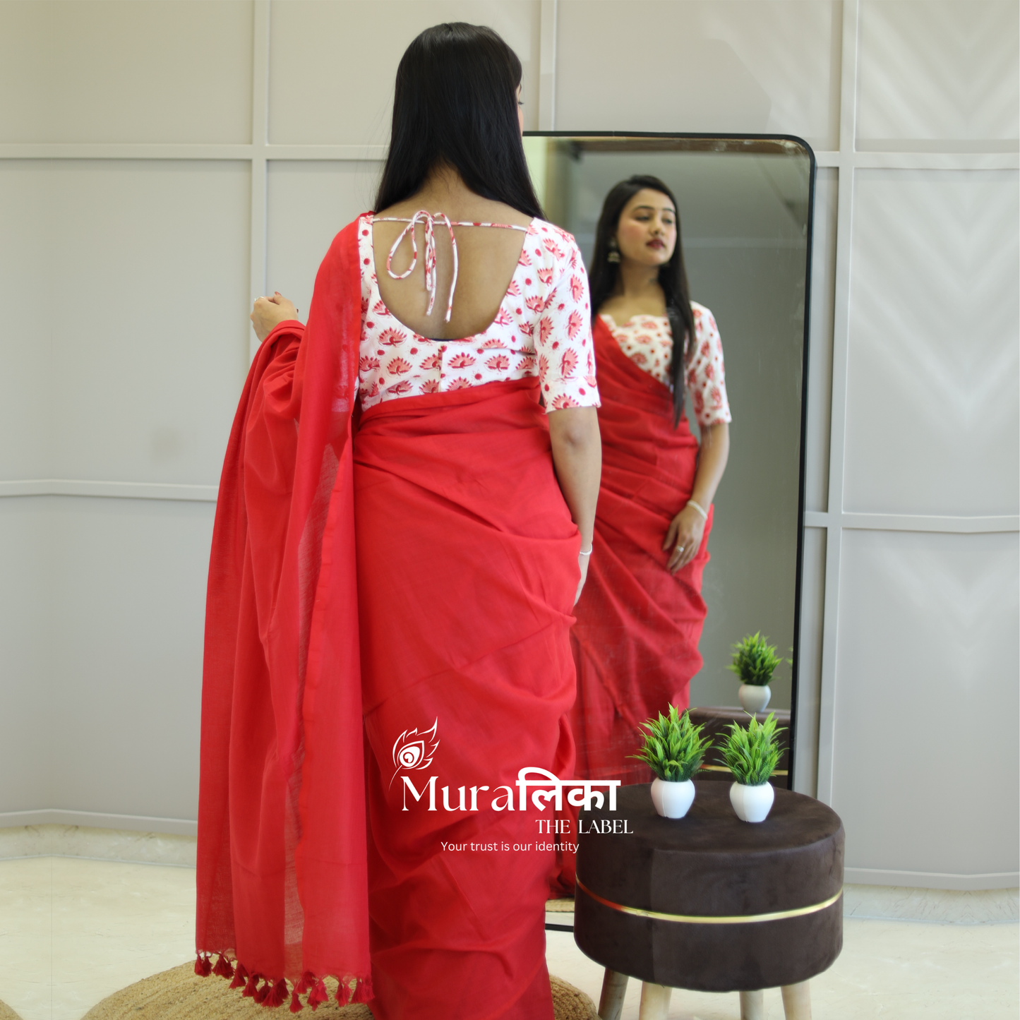 Muralika Red Handloom Saree