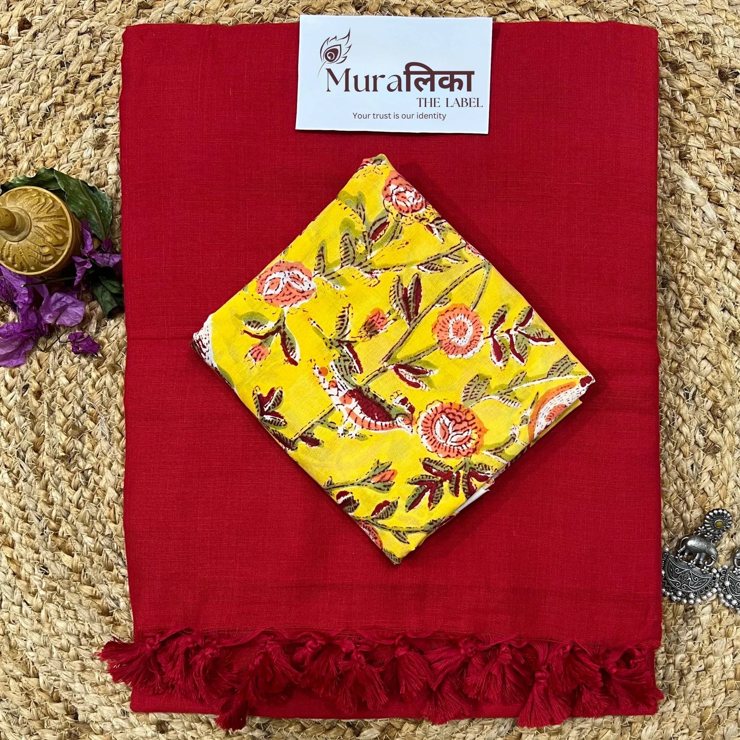 Muralika Red Handloom Saree - Muralika the label