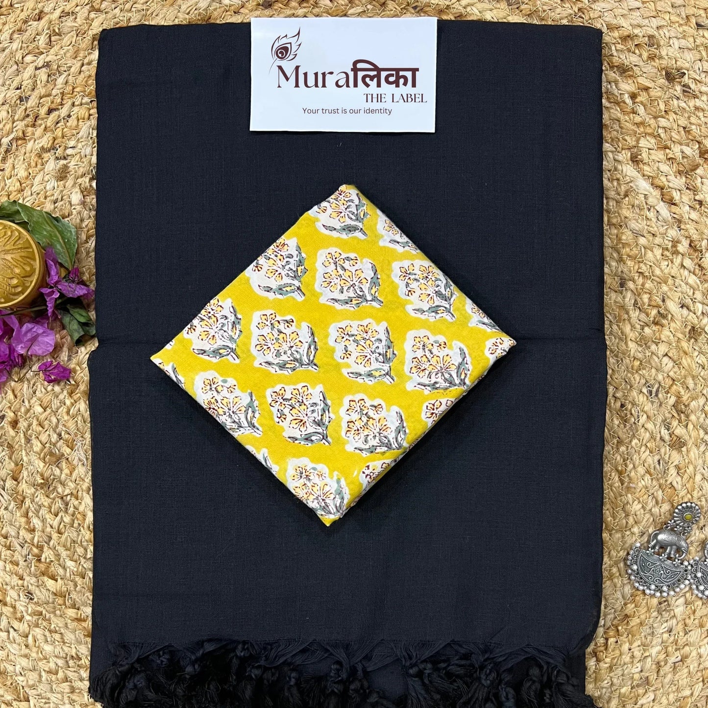 Muralika Black Handloom Saree - Muralika the label