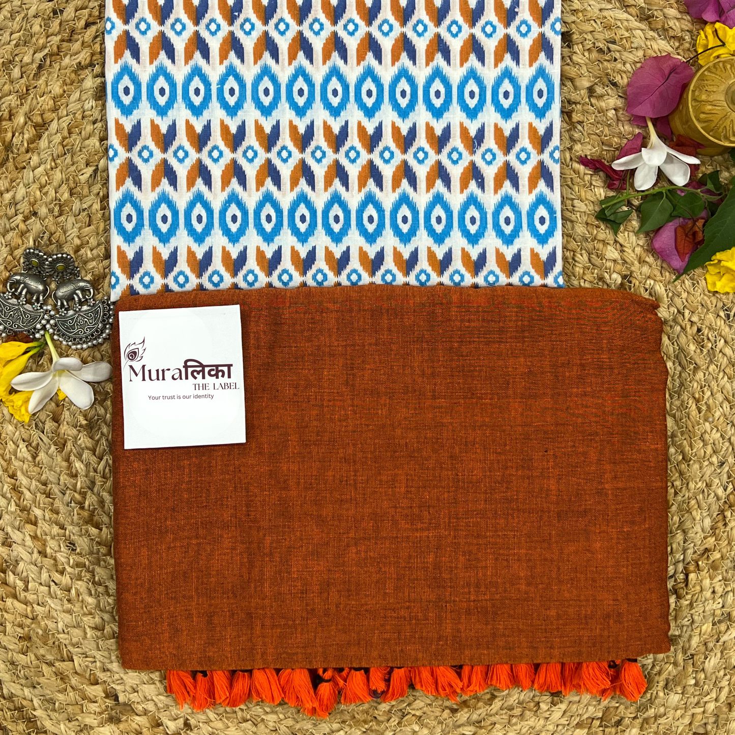 Muralika Rust Orange Handloom Saree