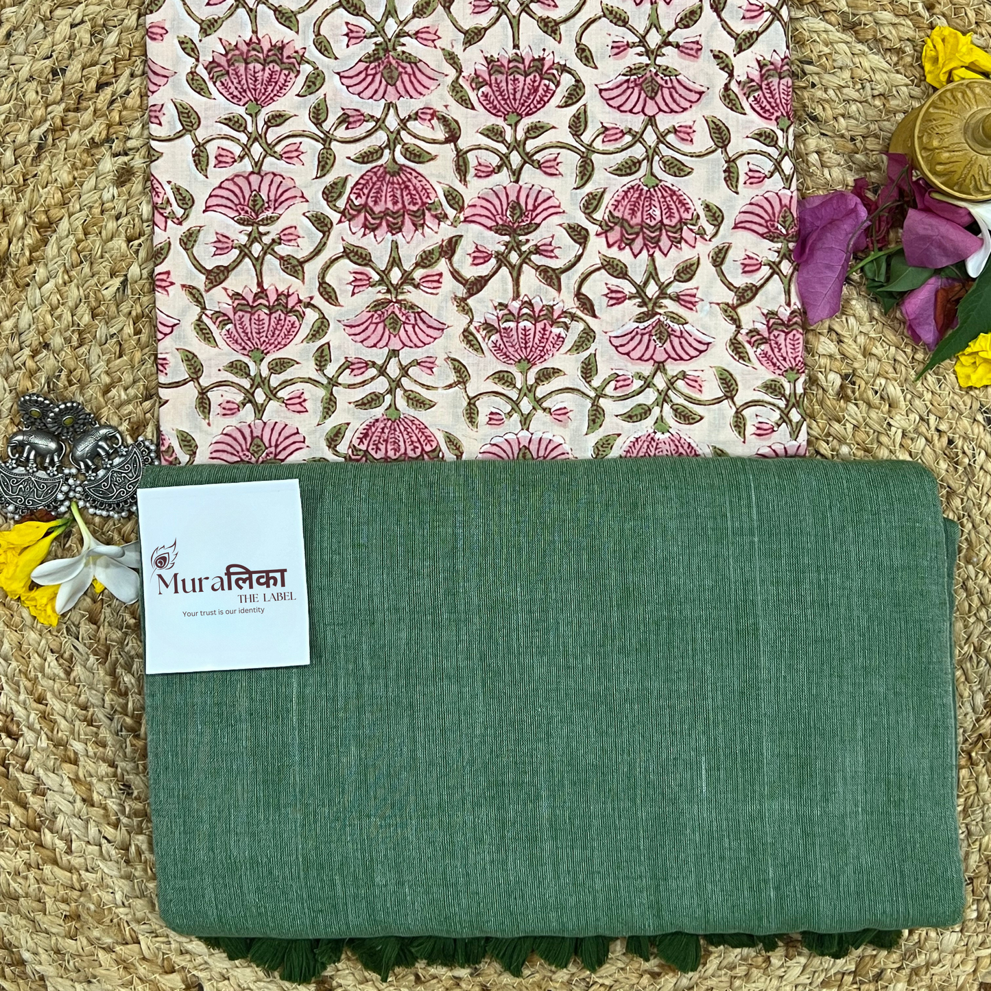 Muralika Leaf Green Handloom Saree