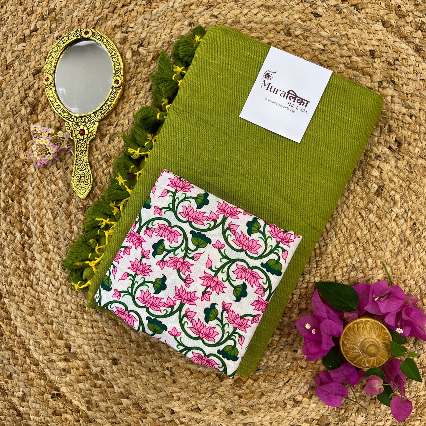 Muralika Light Mehendi Handloom Saree