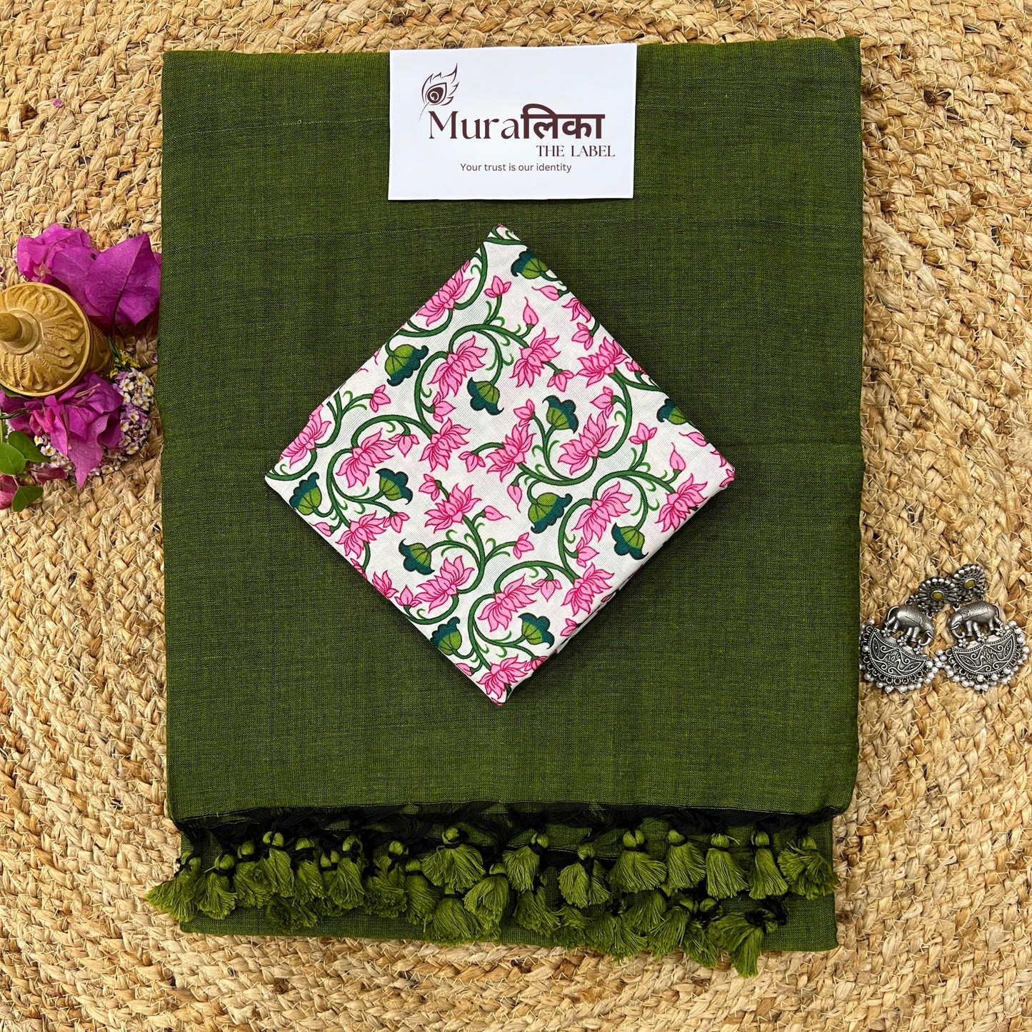 Muralika Mehendi Green Handloom Saree