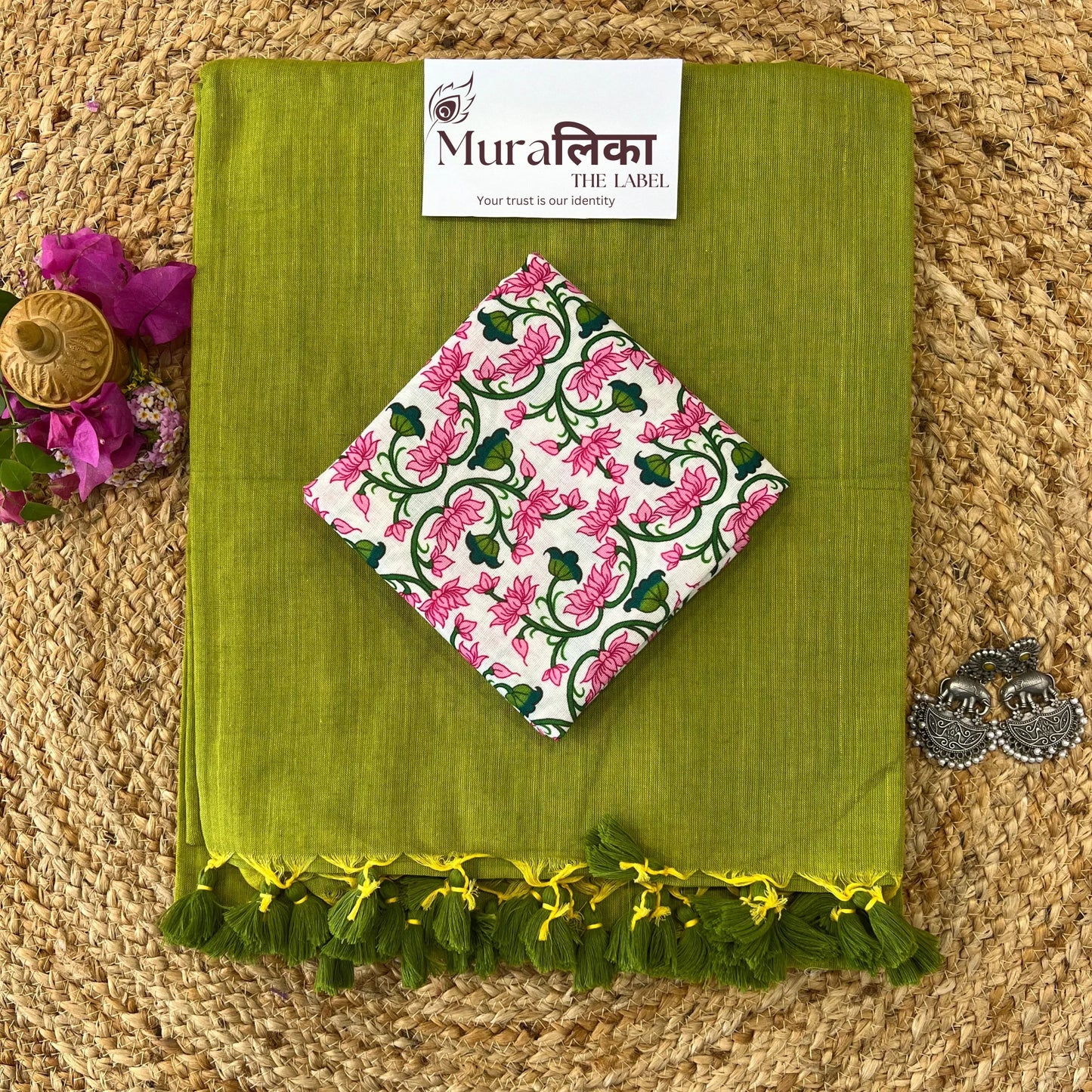 Muralika Light Mehendi Handloom Saree - Muralika the label