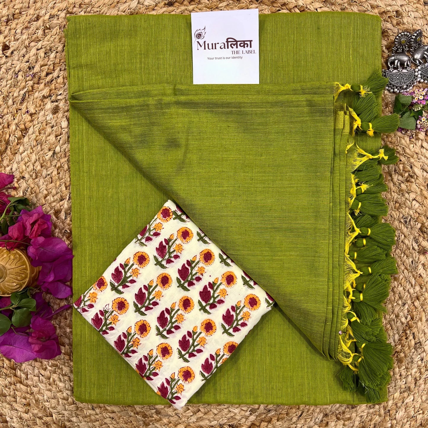 Muralika Light Mehendi Handloom Saree - Muralika the label
