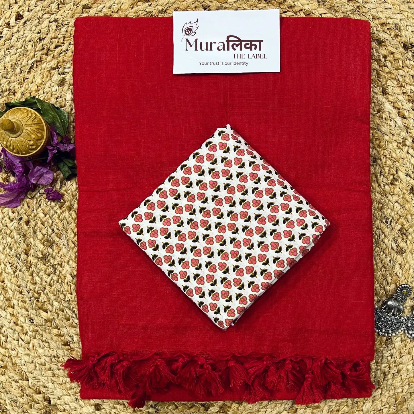 Muralika Red Handloom Saree - Muralika the label