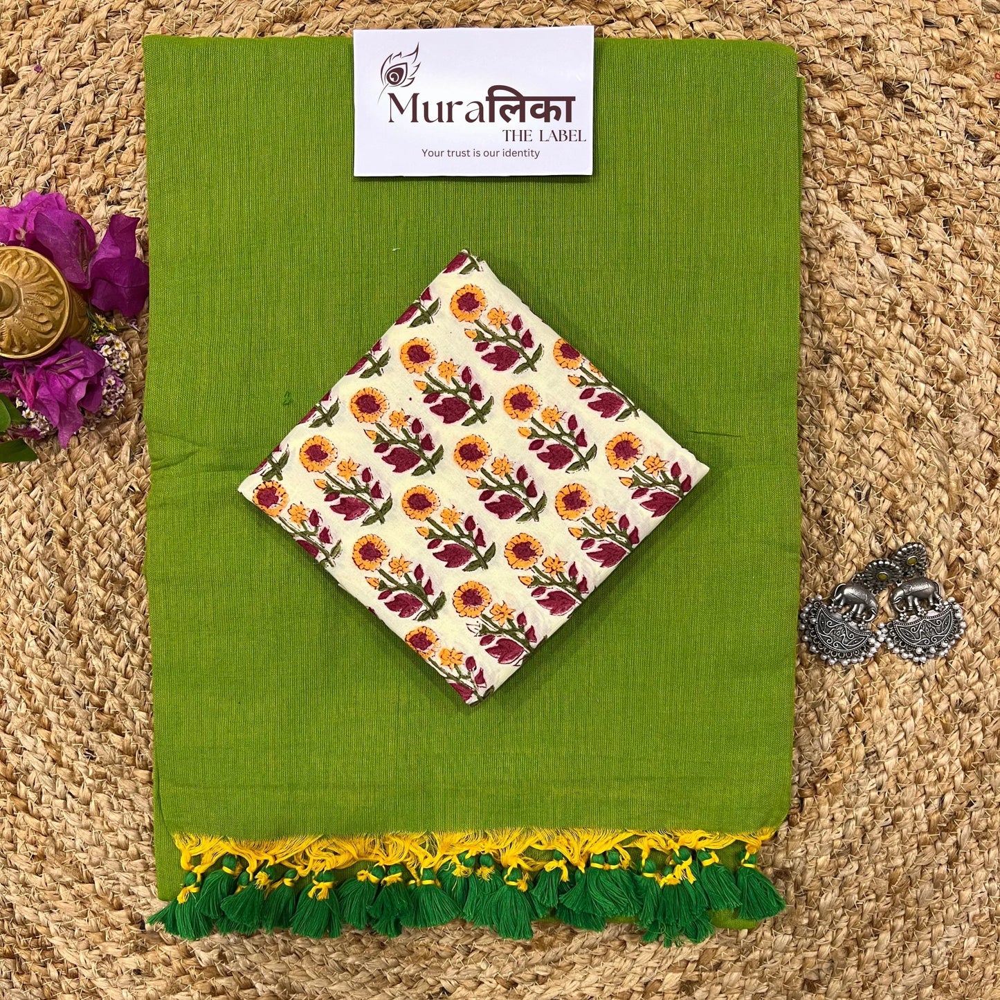 Muralika Parrot Green Handloom Saree - Muralika the label