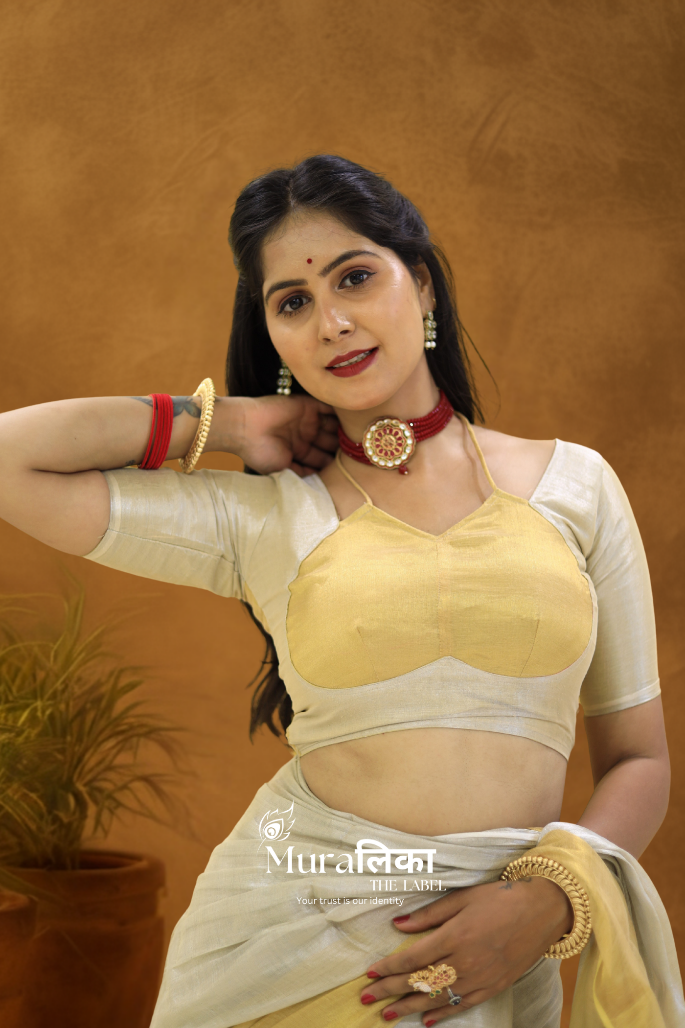 Muralika Pure Elegance Half n Half Handloom Tissue Saree