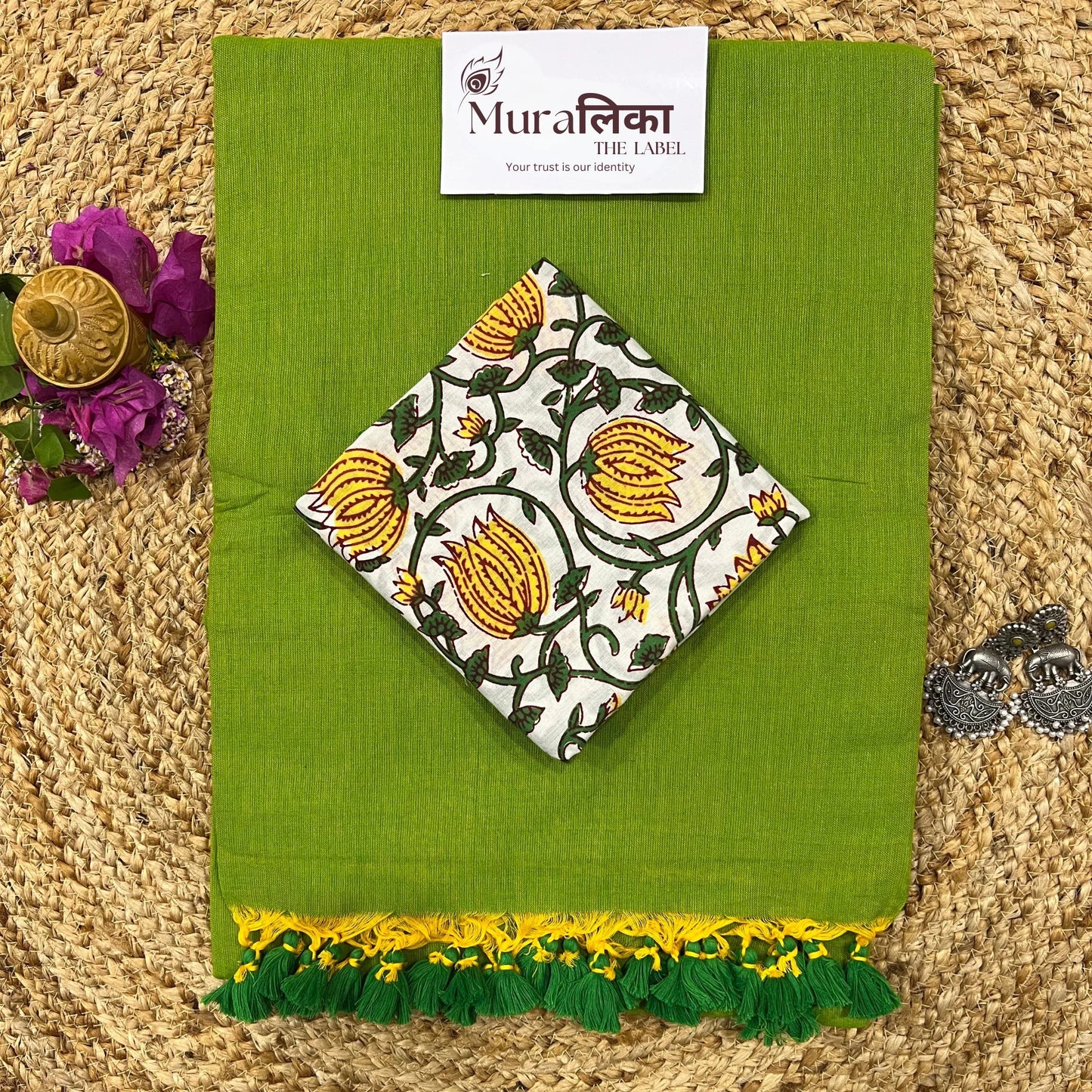 Muralika Parrot Green Handloom Saree - Muralika the label
