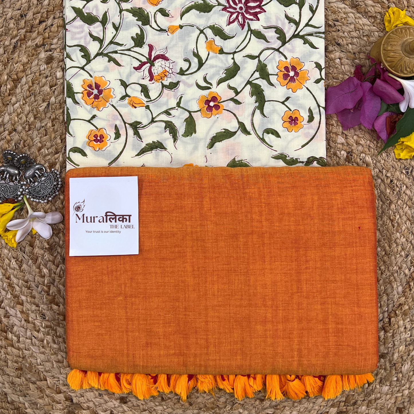 Muralika Orange Handloom Saree