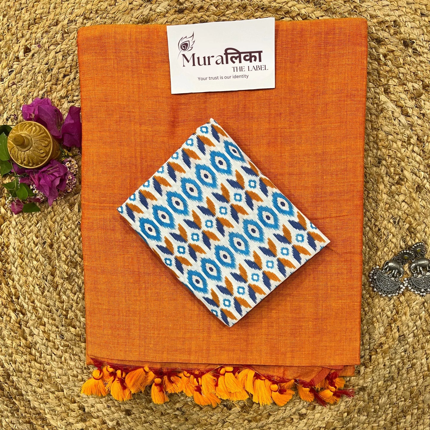 Muralika Orange Handloom Saree - Muralika the label