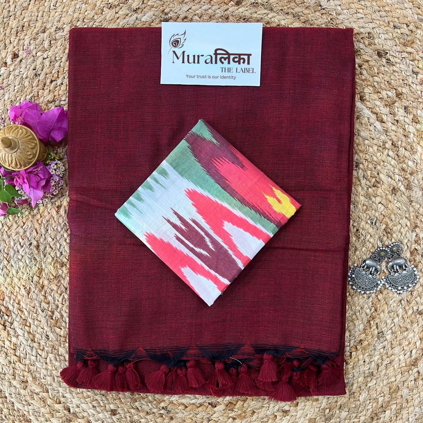 Muralika Light Maroon Handloom Saree - Muralika the label
