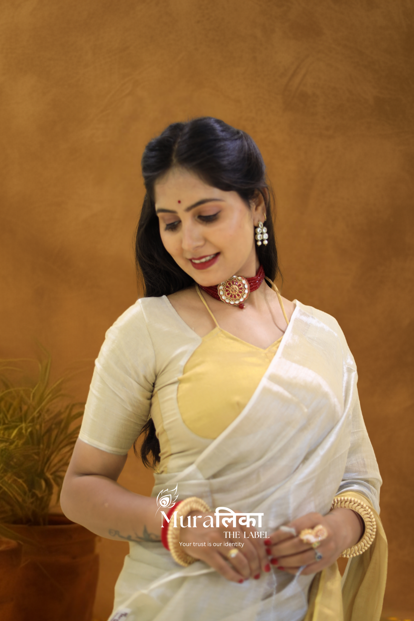 Muralika Pure Elegance Half n Half Handloom Tissue Saree