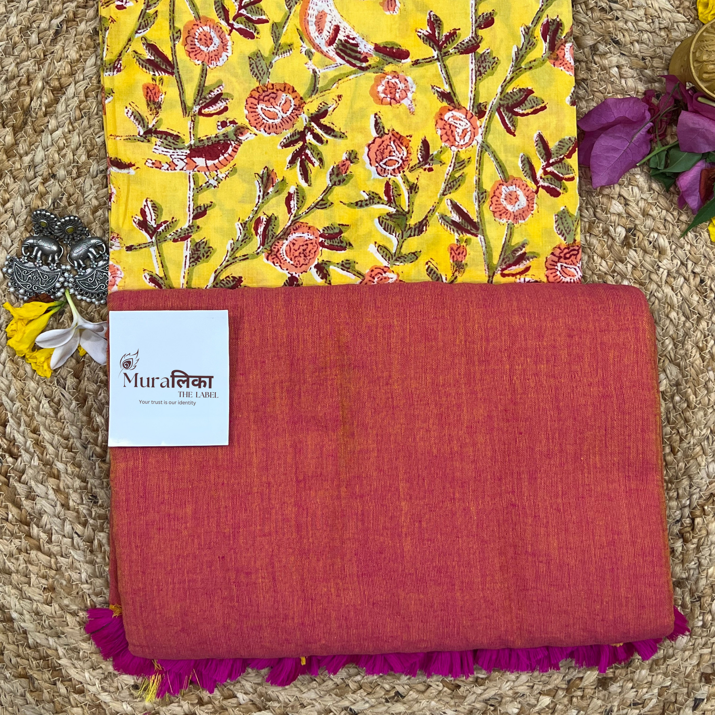 Muralika Dual Tone Brick Hue Handloom Saree
