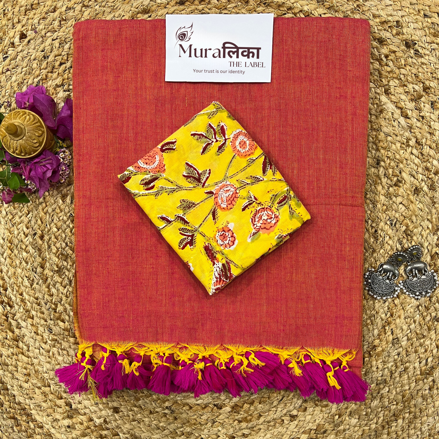 Muralika Dual Tone Brick Hue Handloom Saree