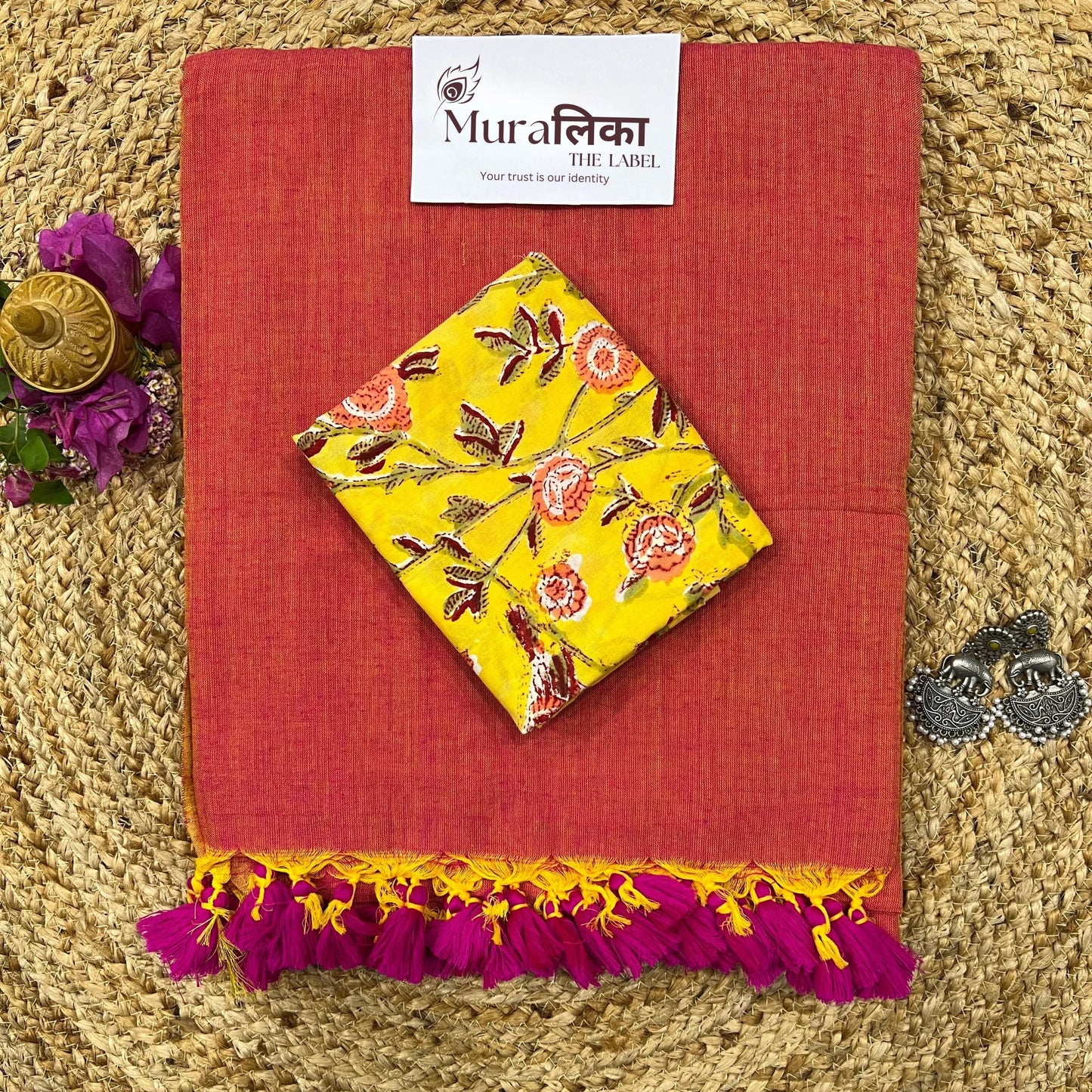 Muralika Dual Tone Brick Hue Handloom Saree - Muralika the label