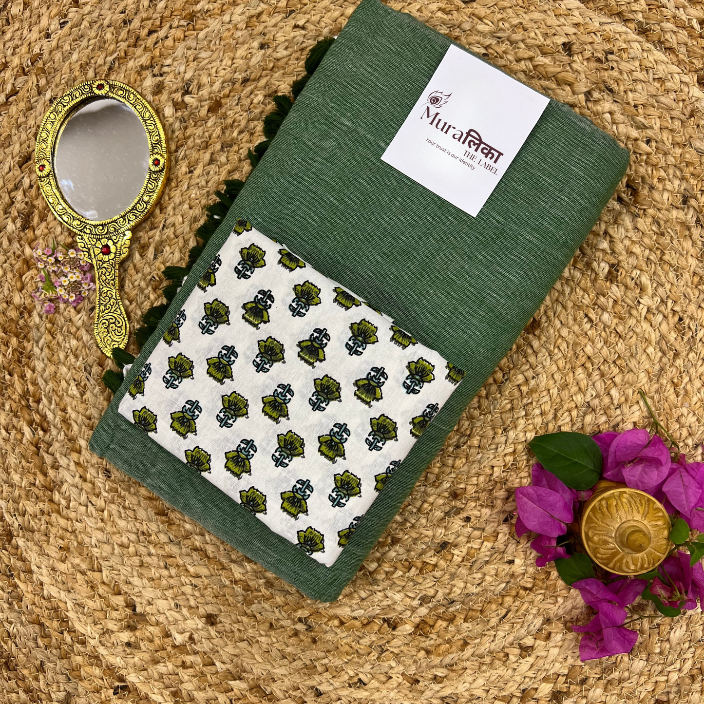 Muralika Leaf Green Handloom Saree