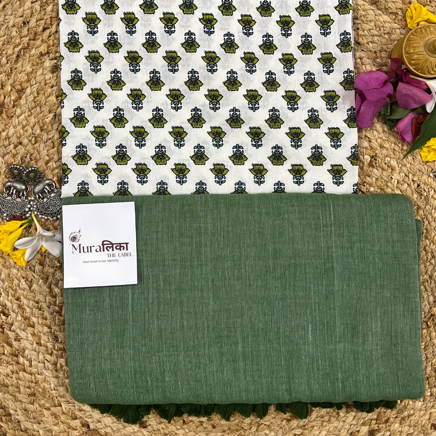 Muralika Leaf Green Handloom Saree