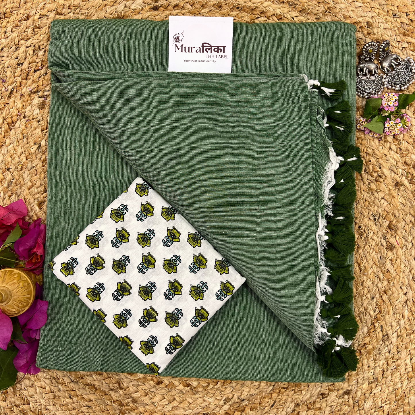 Muralika Leaf Green Handloom Saree