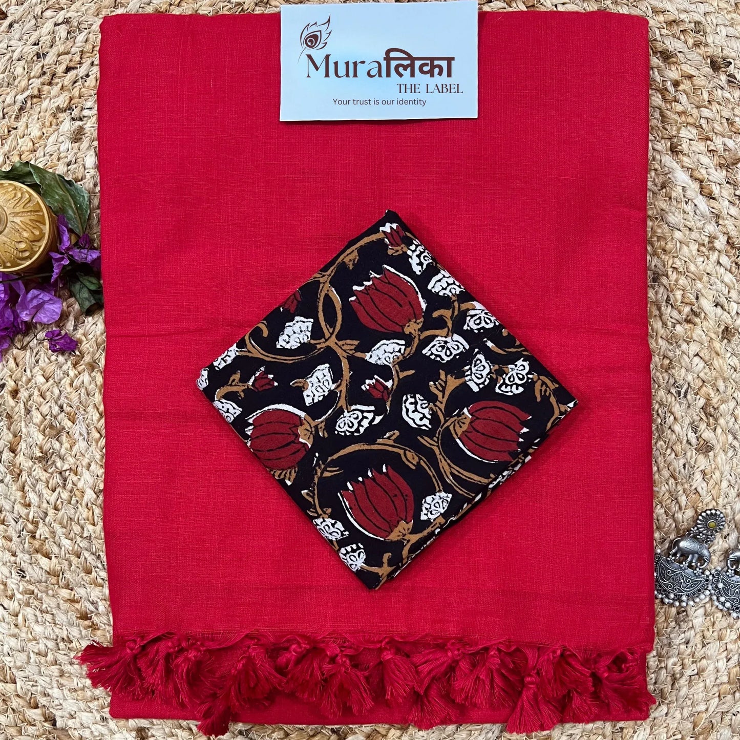 Muralika Red Handloom Saree - Muralika the label