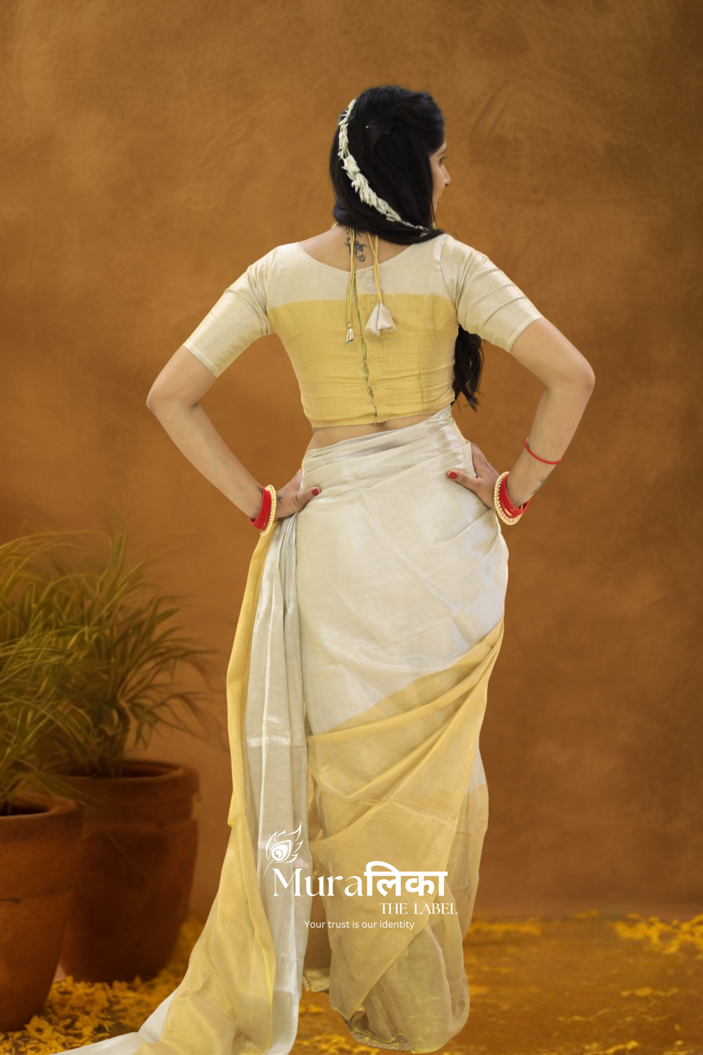 Muralika Pure Elegance Half n Half Handloom Tissue Saree