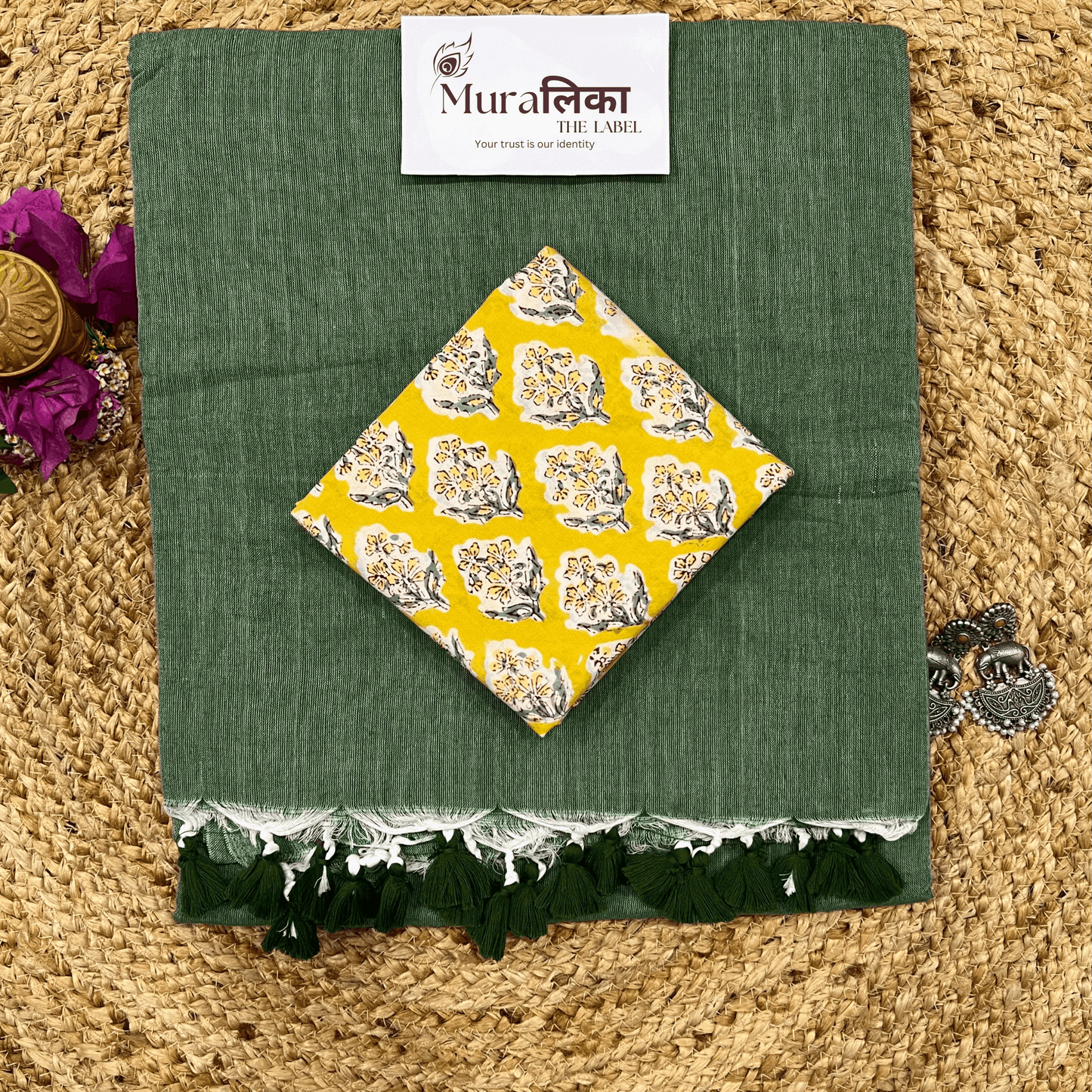 Muralika Leaf Green Handloom Saree