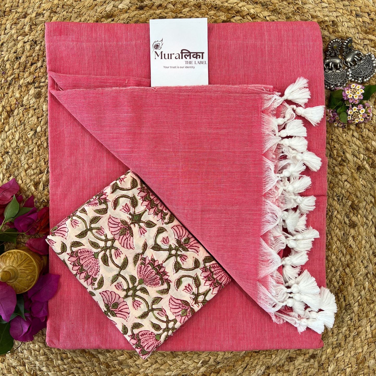 Muralika Peach Handloom Saree