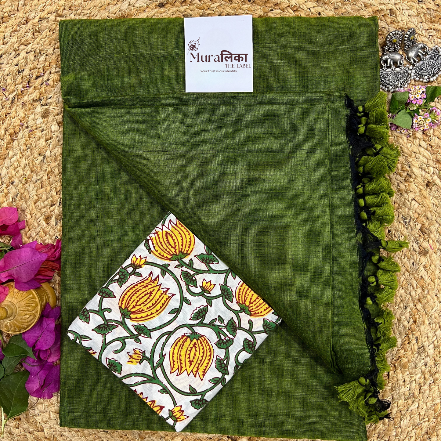 Muralika Mehendi Green Handloom Saree