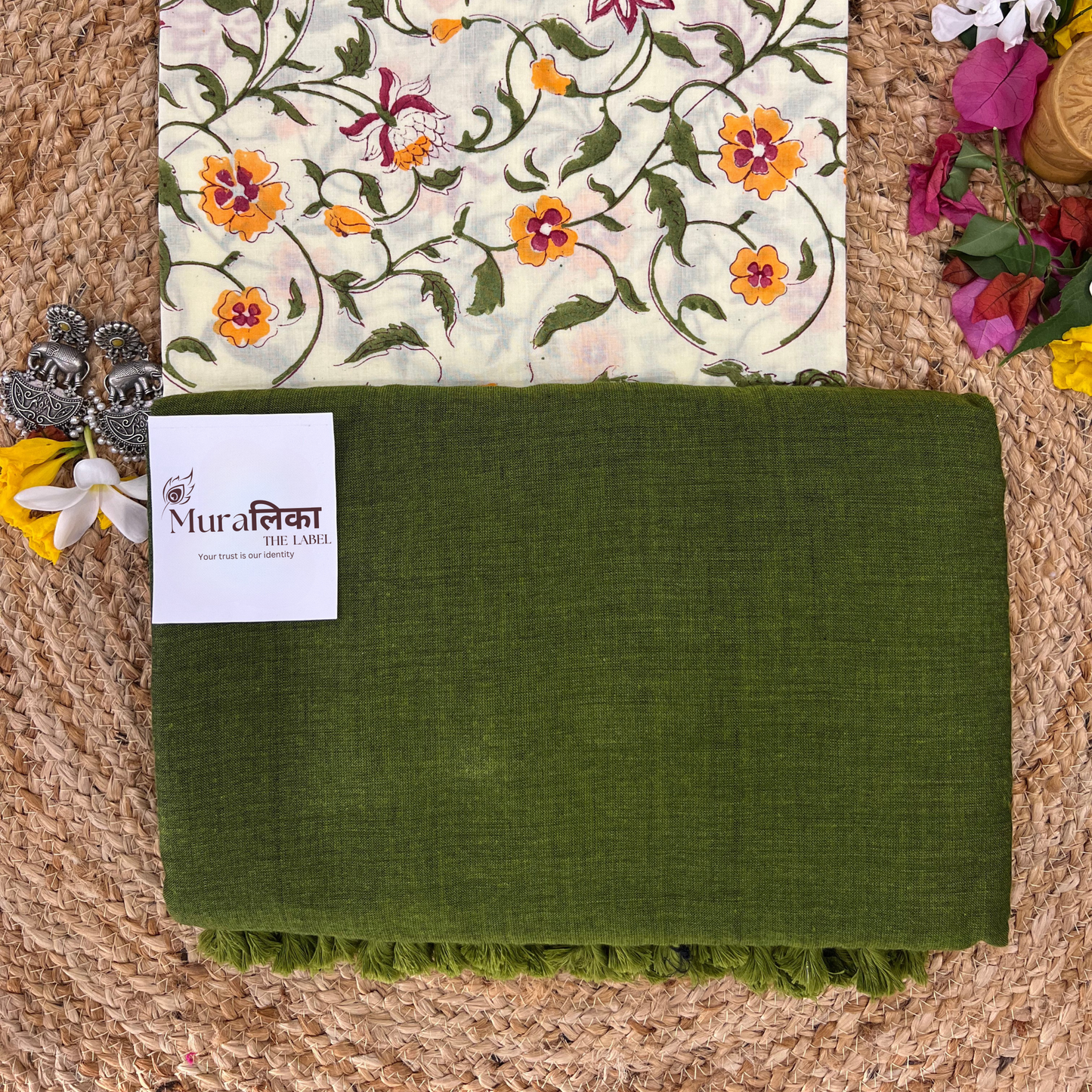 Muralika Mehendi Green Handloom Saree