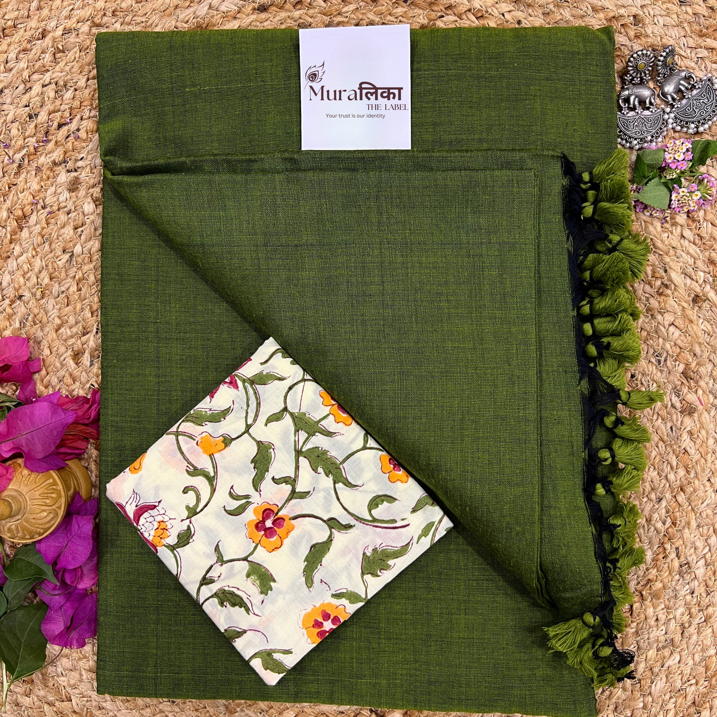 Muralika Mehendi Green Handloom Saree