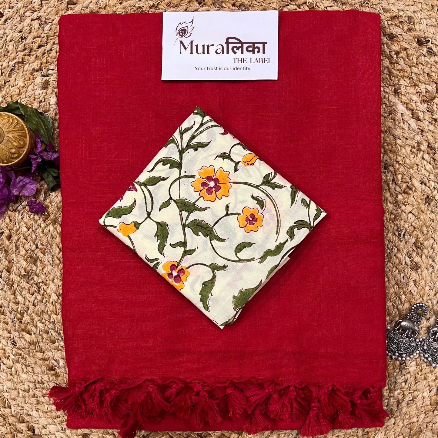 Muralika Red Handloom Saree - Muralika the label