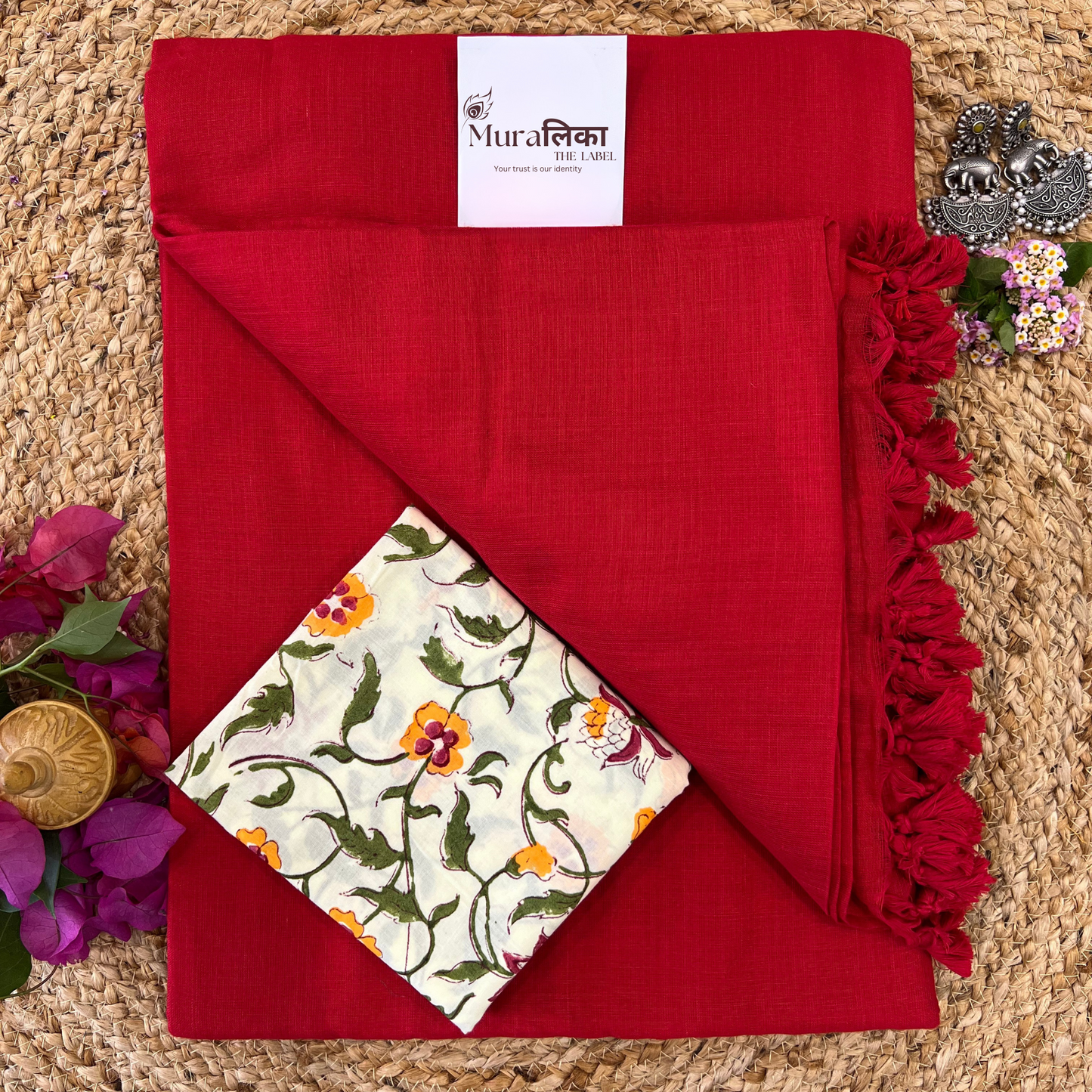 Muralika Red Handloom Saree