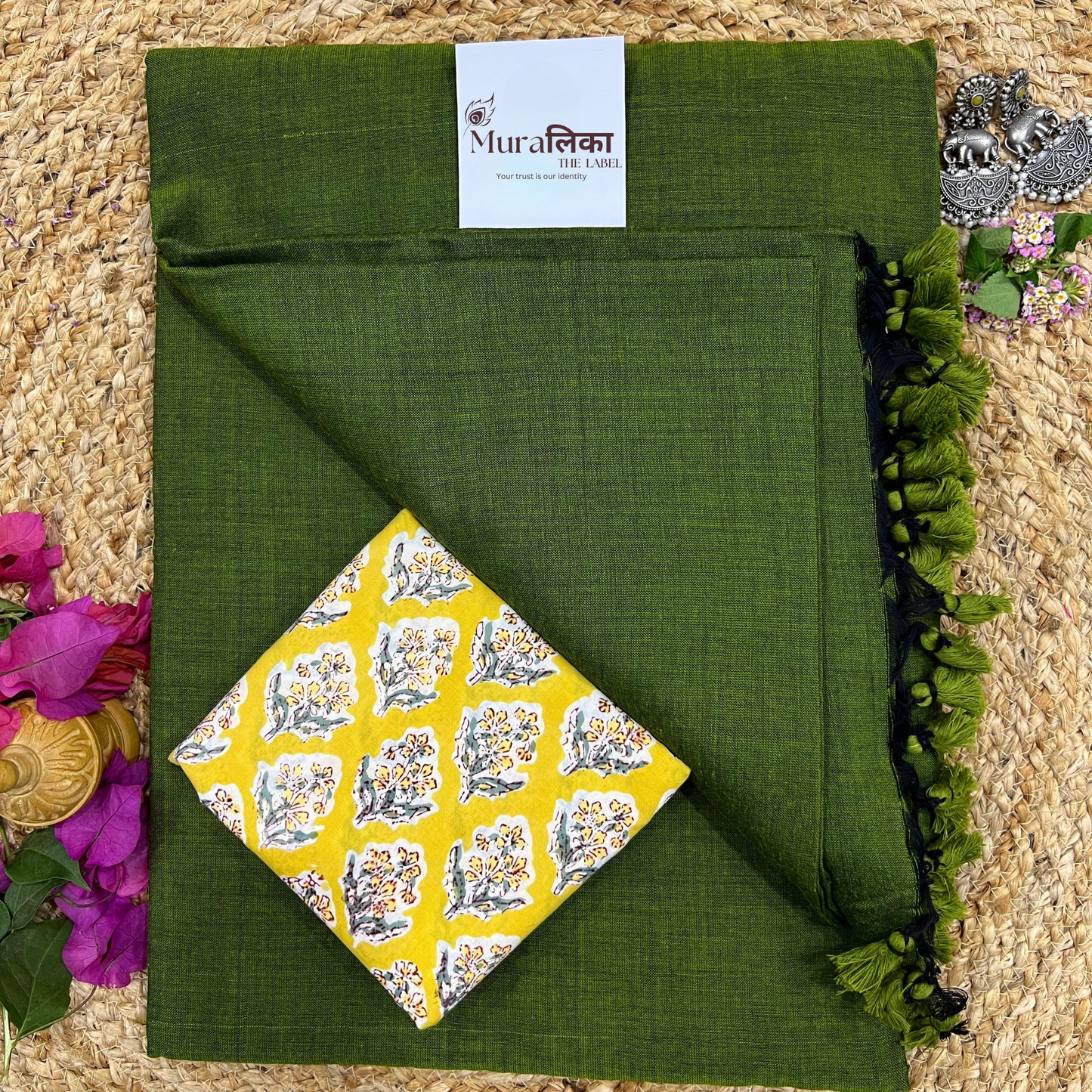 Muralika Mehendi Green Handloom Saree