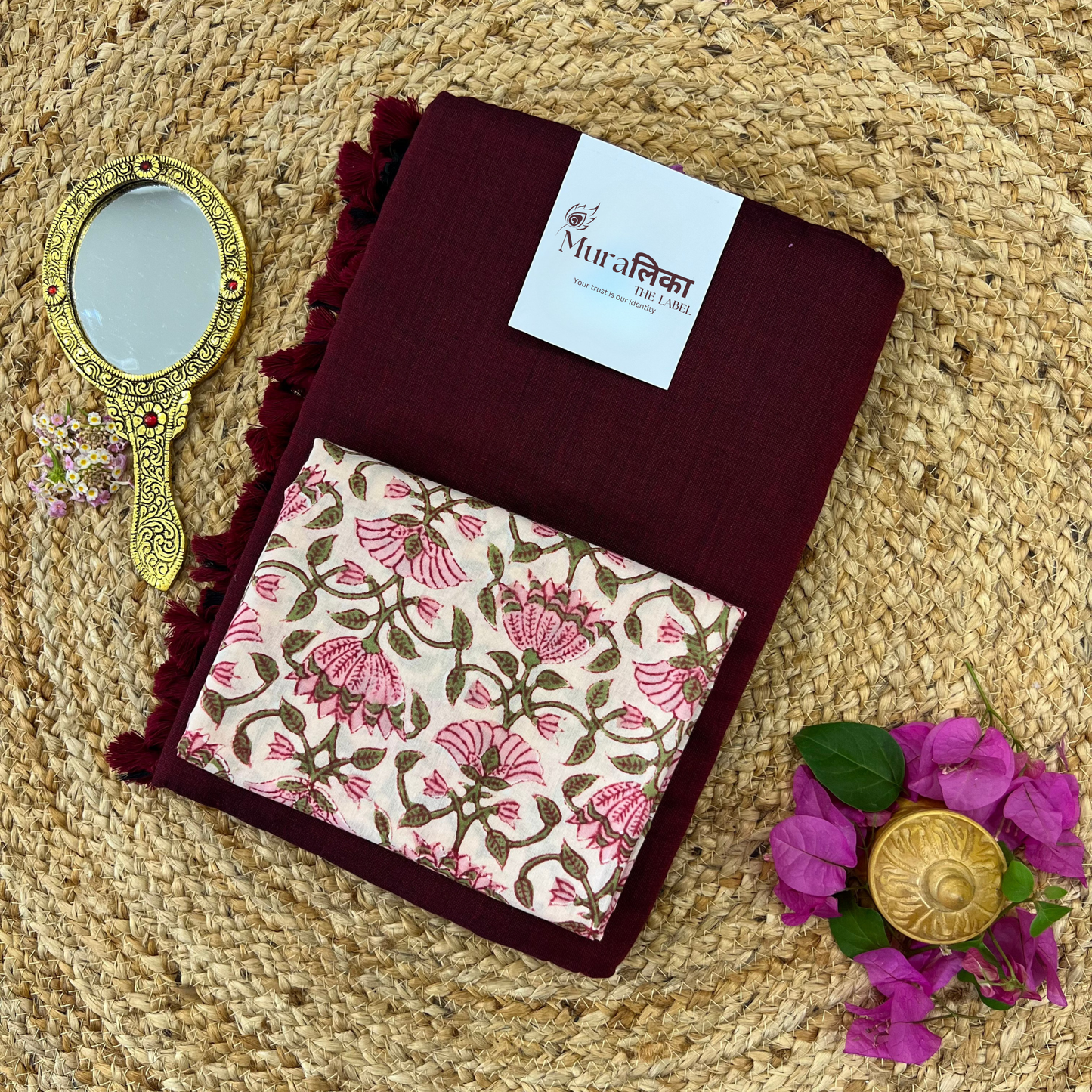 Muralika Dark Maroon Handloom Saree