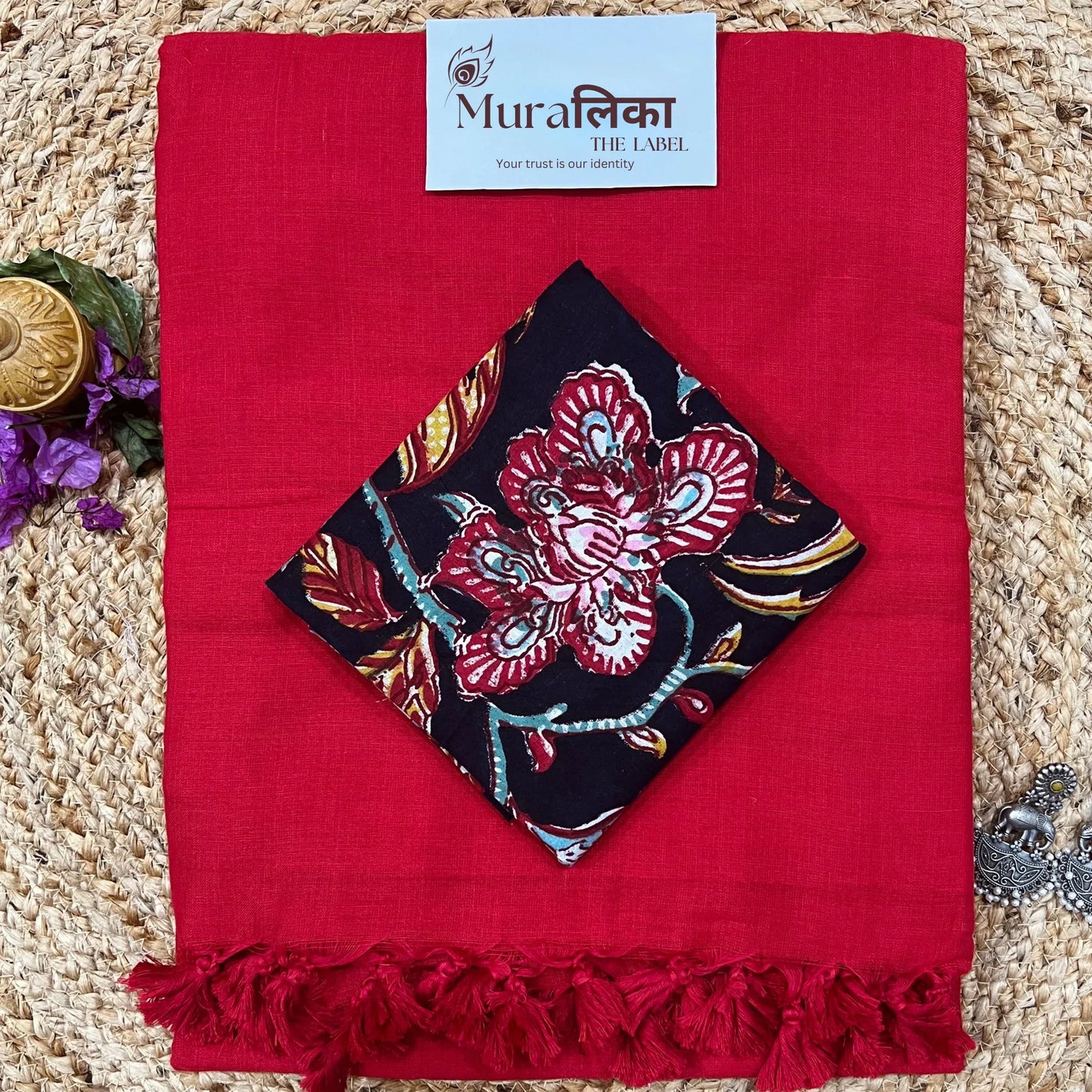 Muralika Red Handloom Saree - Muralika the label