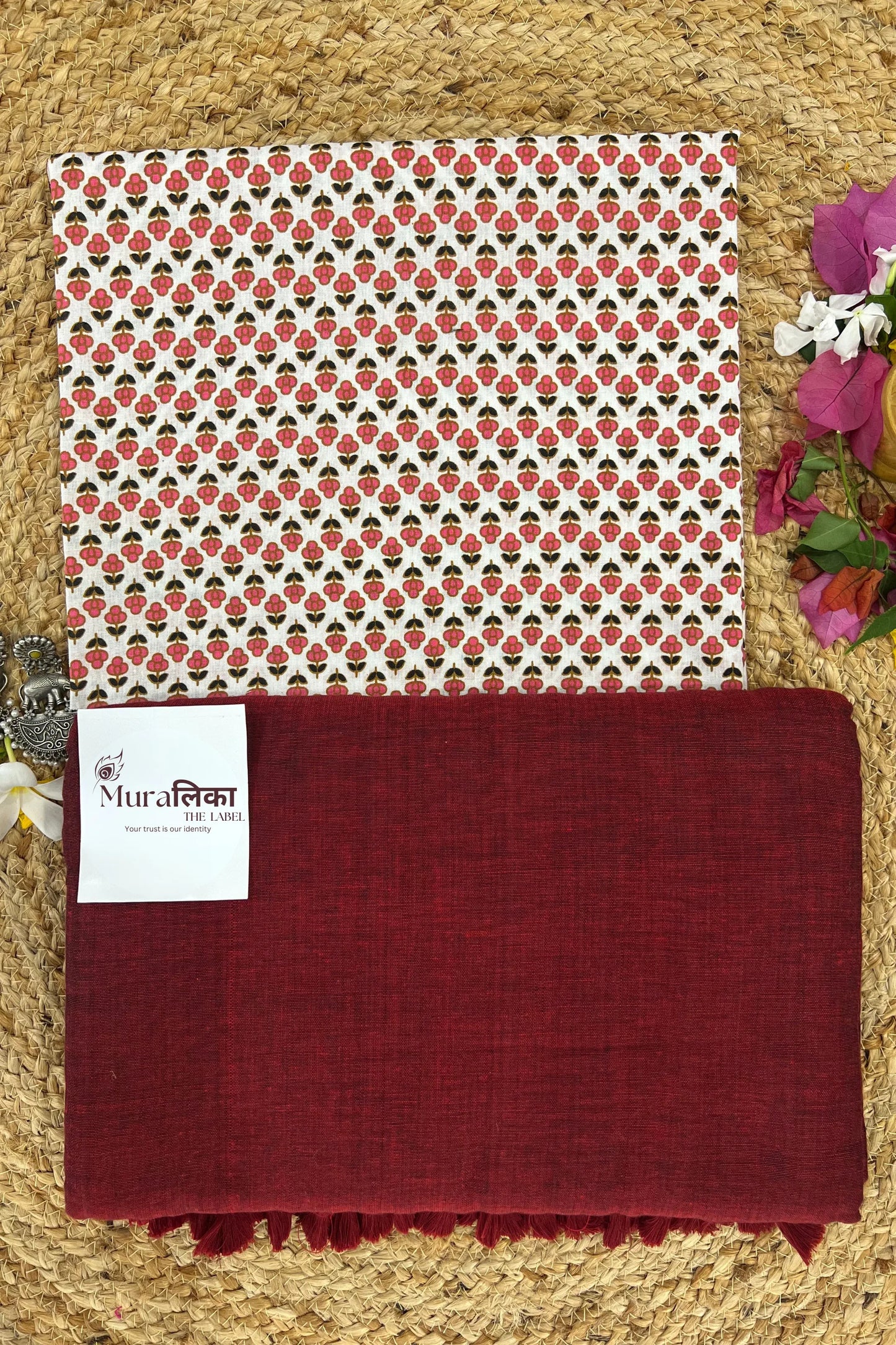 Muralika Light Maroon Handloom Saree - Muralika the label