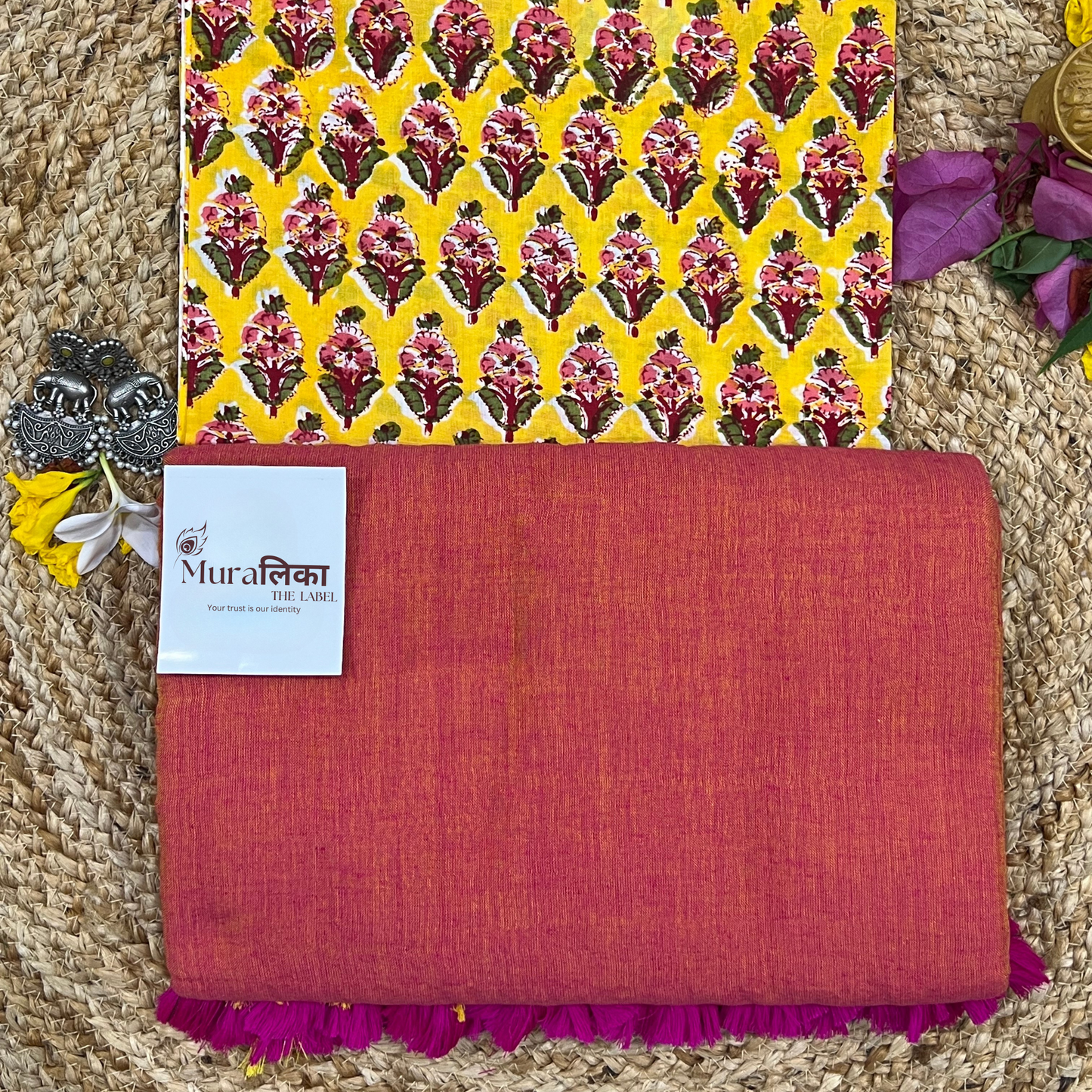 Muralika Dual Tone Brick Hue Handloom Saree
