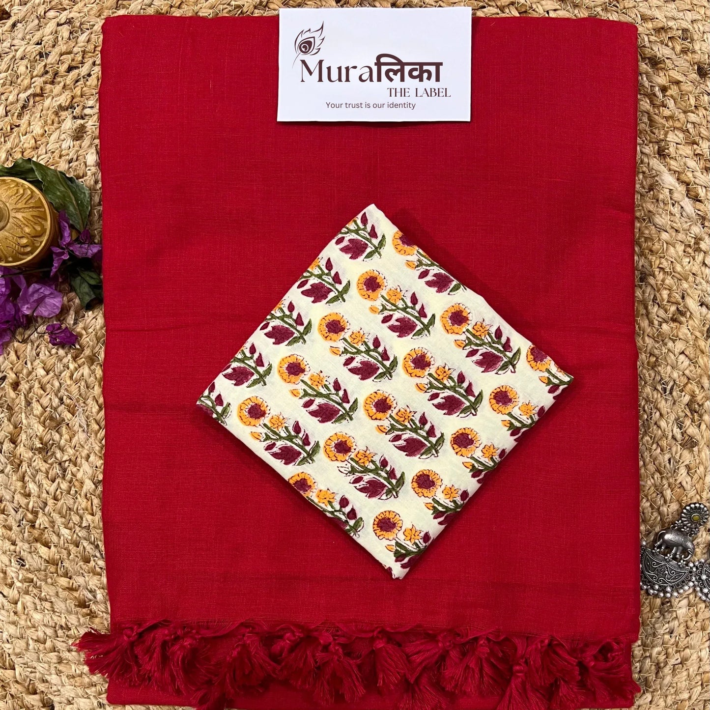 Muralika Red Handloom Saree - Muralika the label