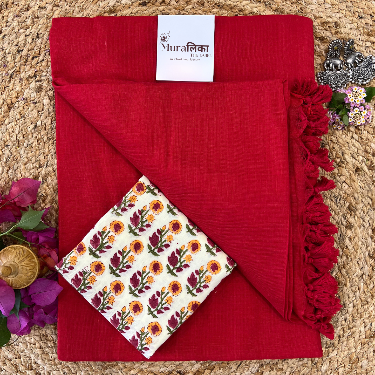 Muralika Red Handloom Saree