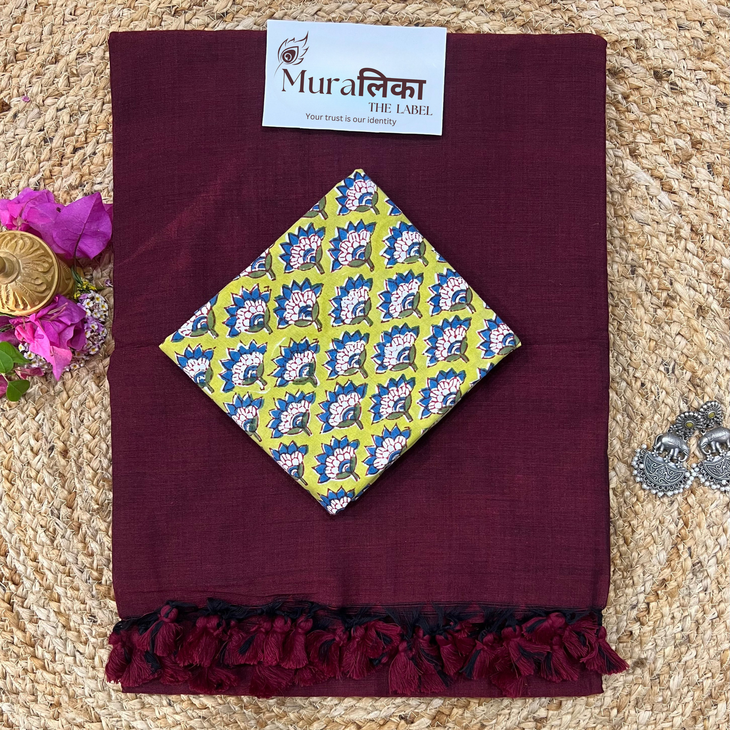Muralika Dark Maroon Handloom Saree
