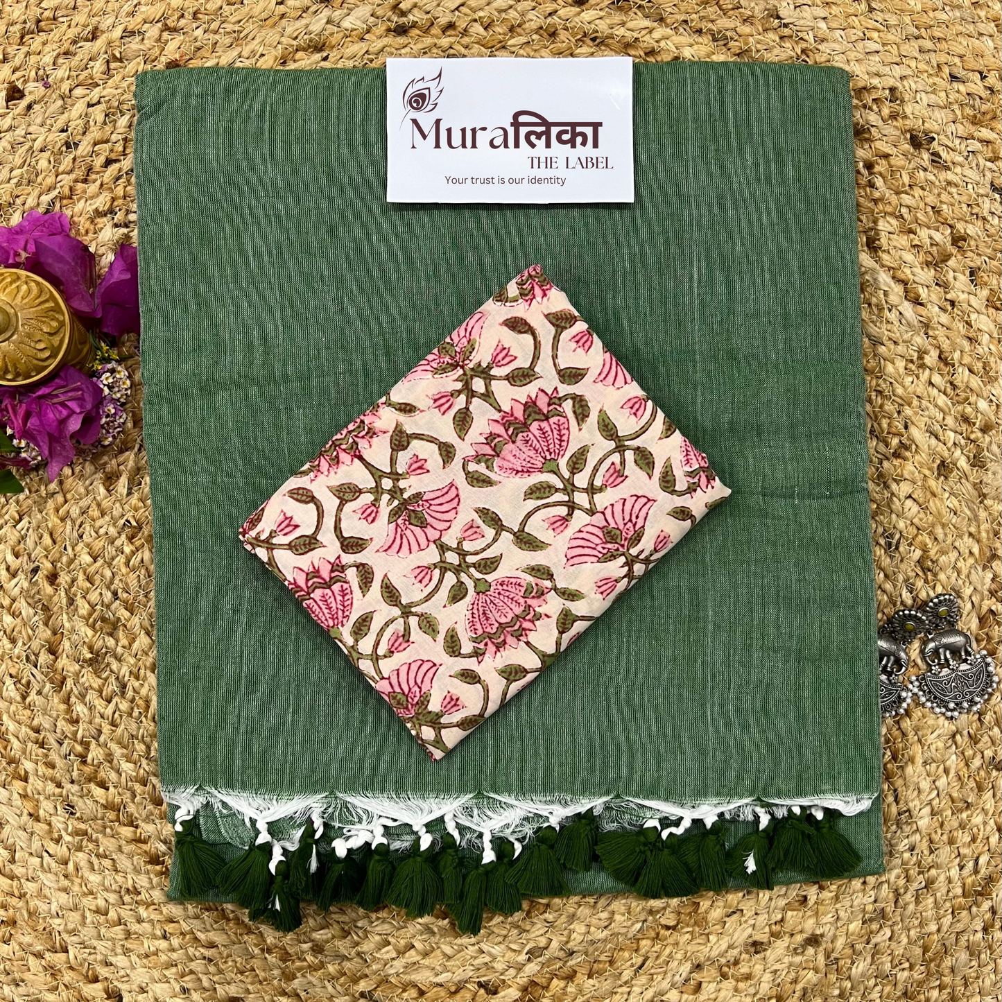 Muralika Leaf Green Handloom Saree