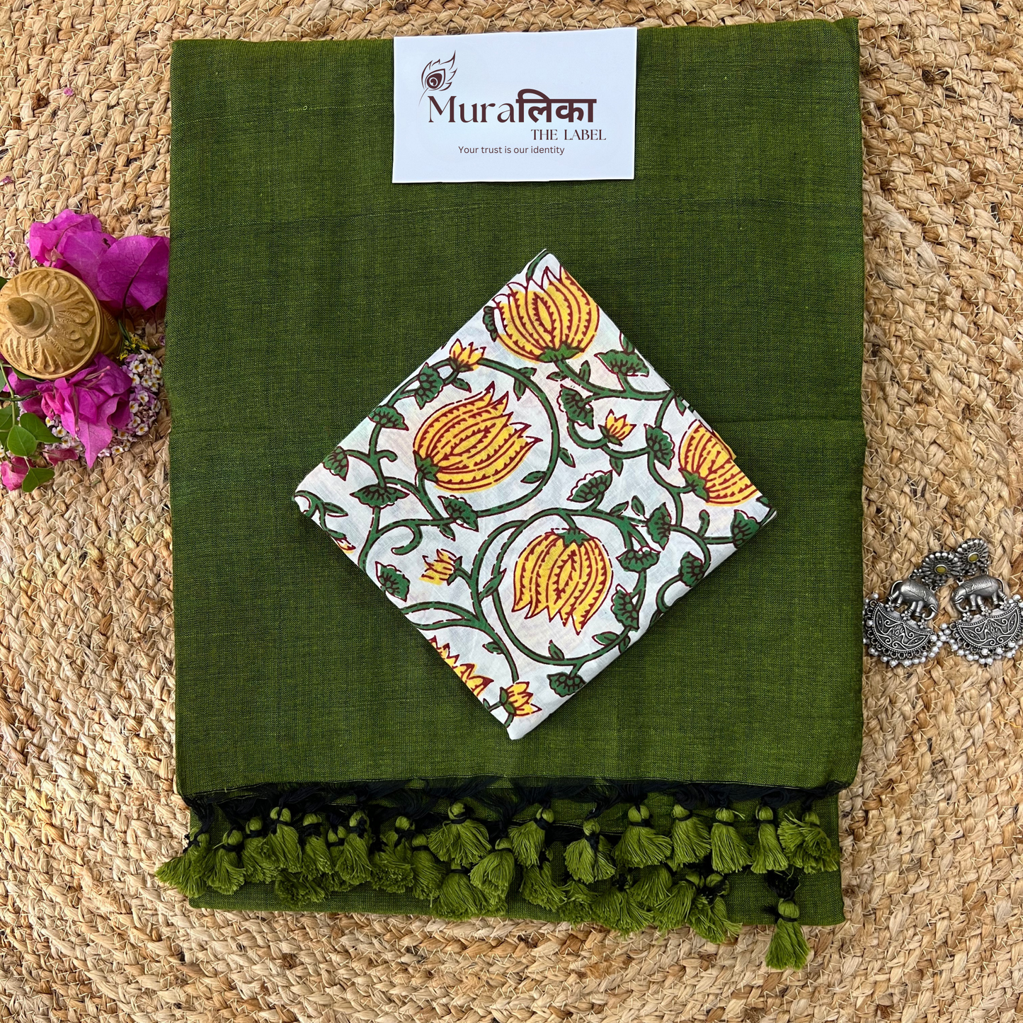 Muralika Mehendi Green Handloom Saree