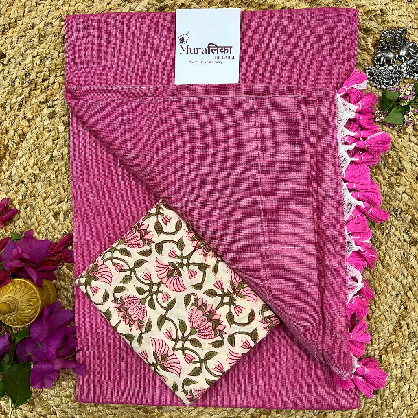 Muralika Rose Pink Handloom Saree - Muralika the label