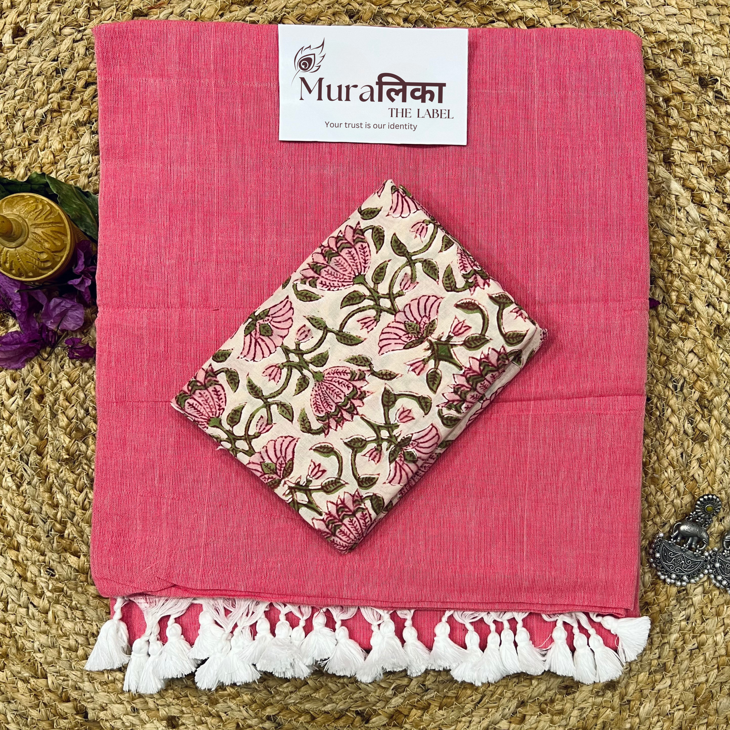 Muralika Peach Handloom Saree