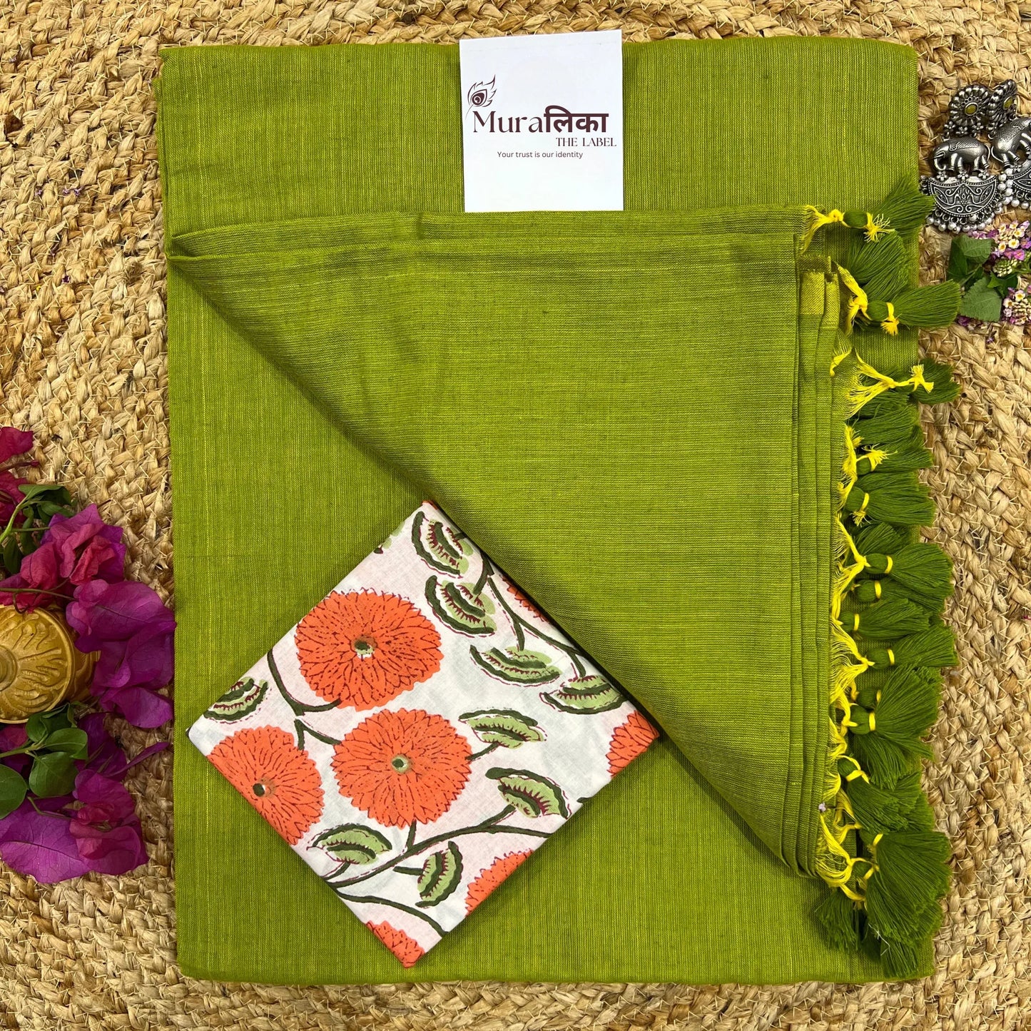 Muralika Light Mehendi Handloom Saree - Muralika the label
