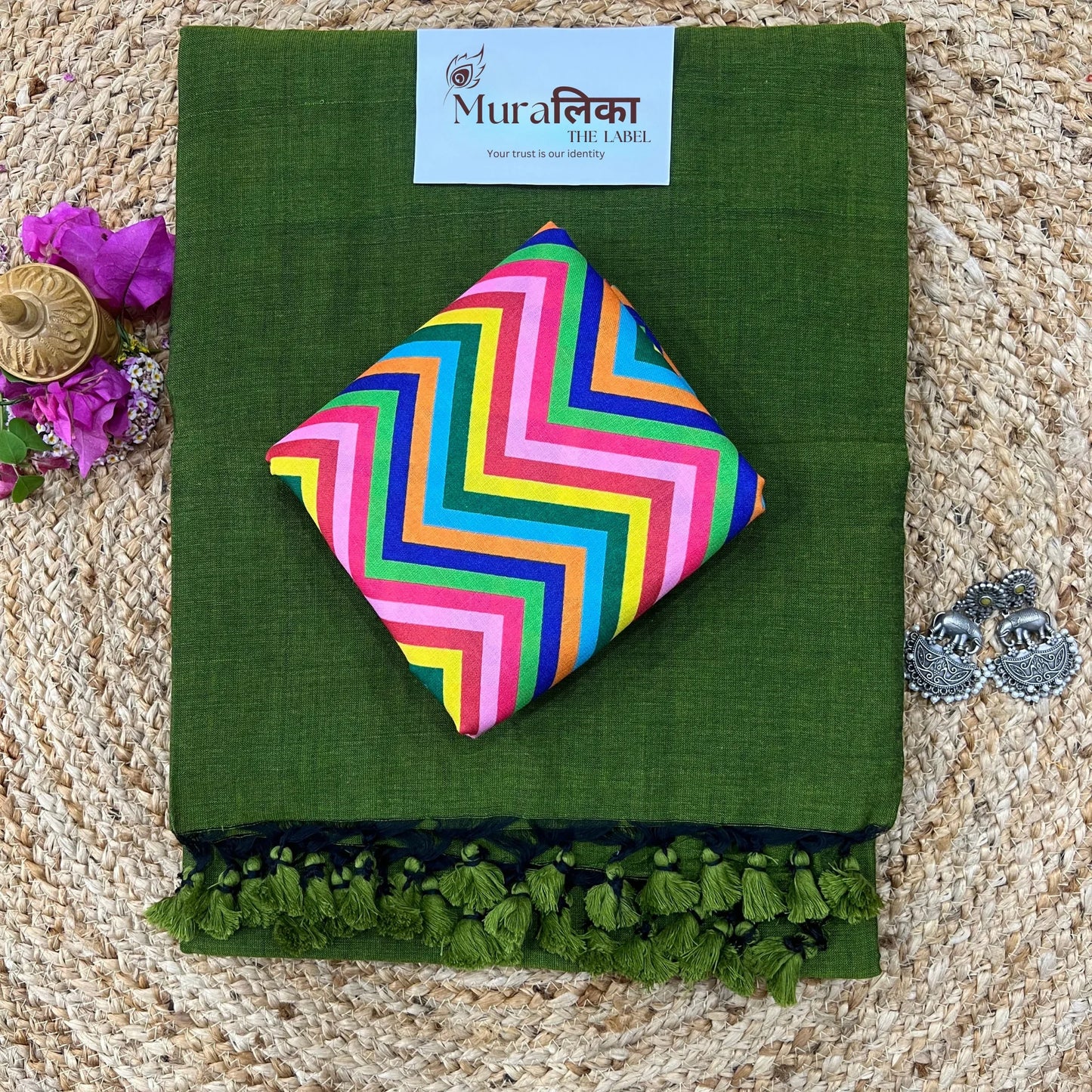 Muralika Mehendi Green Handloom Saree - Muralika the label