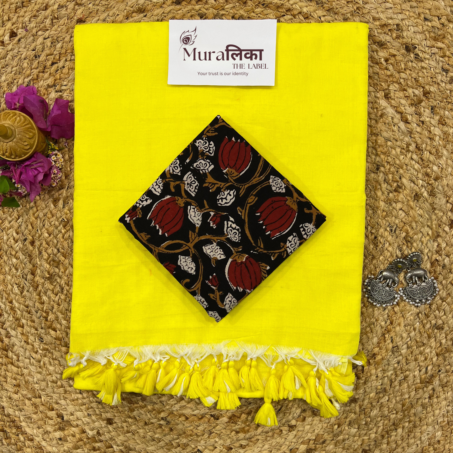 Muralika Lime Yellow Handloom Saree