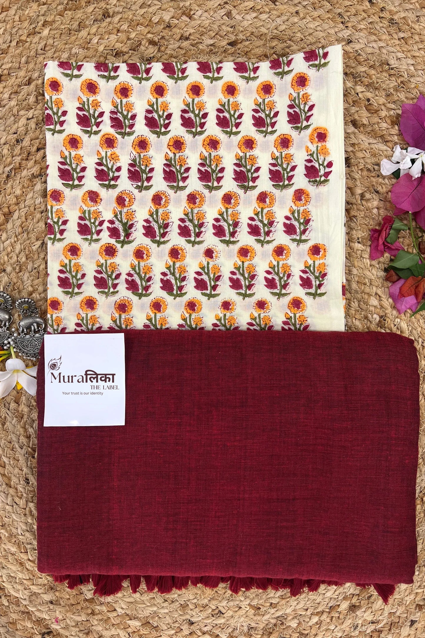 Muralika Light Maroon Handloom Saree - Muralika the label