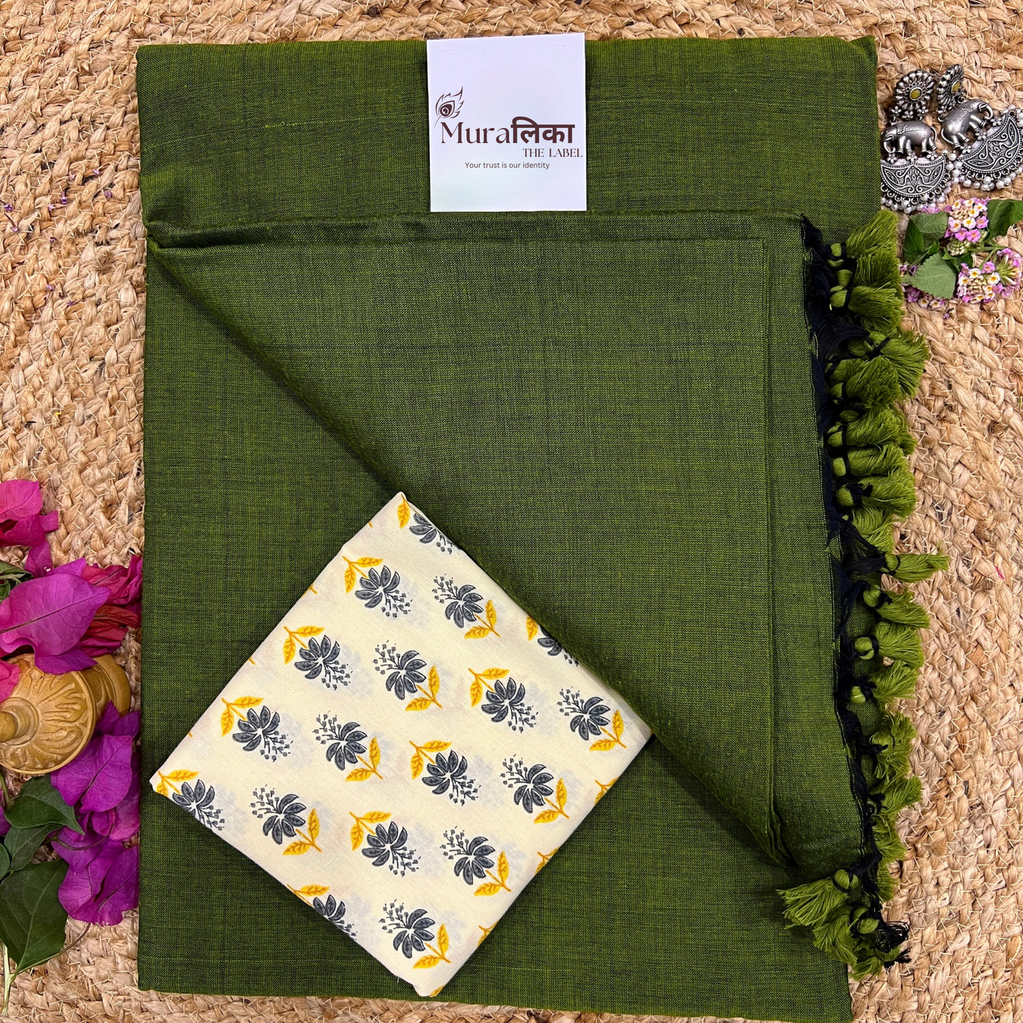 Muralika Mehendi Green Handloom Saree