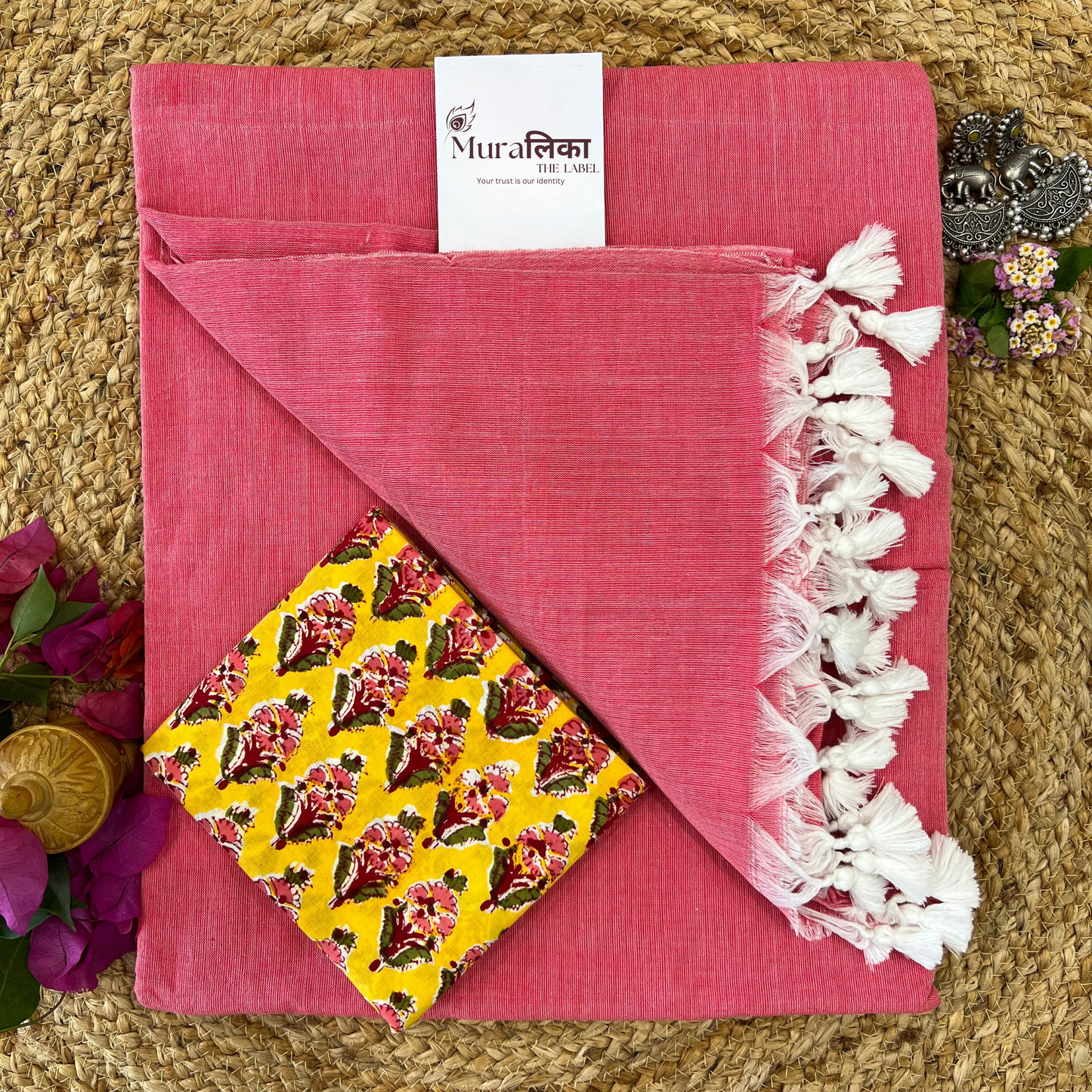 Muralika Peach Handloom Saree